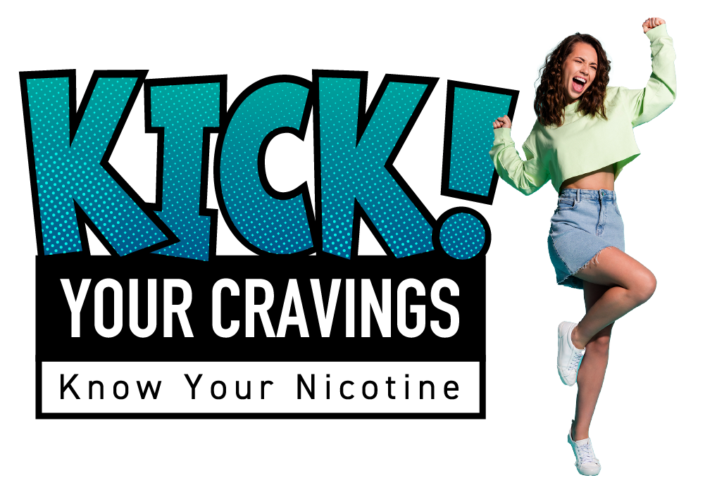 Kick Cravings Logo with Know Your Nicotine Tagline